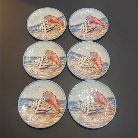 6pc CERTIFIED INTERNATIONAL 100% Melamine Salad Plate -Ocean Themed